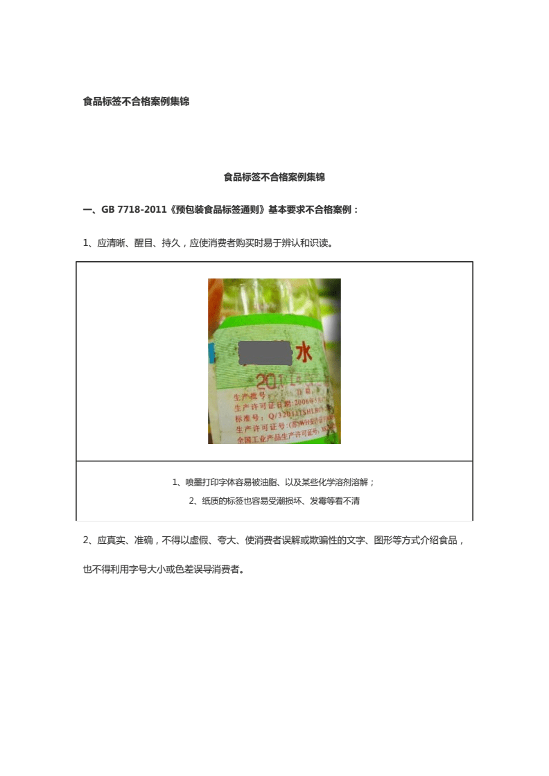 預包裝食品標簽不合規案例分析 對照GB 7718強制性標識要求
